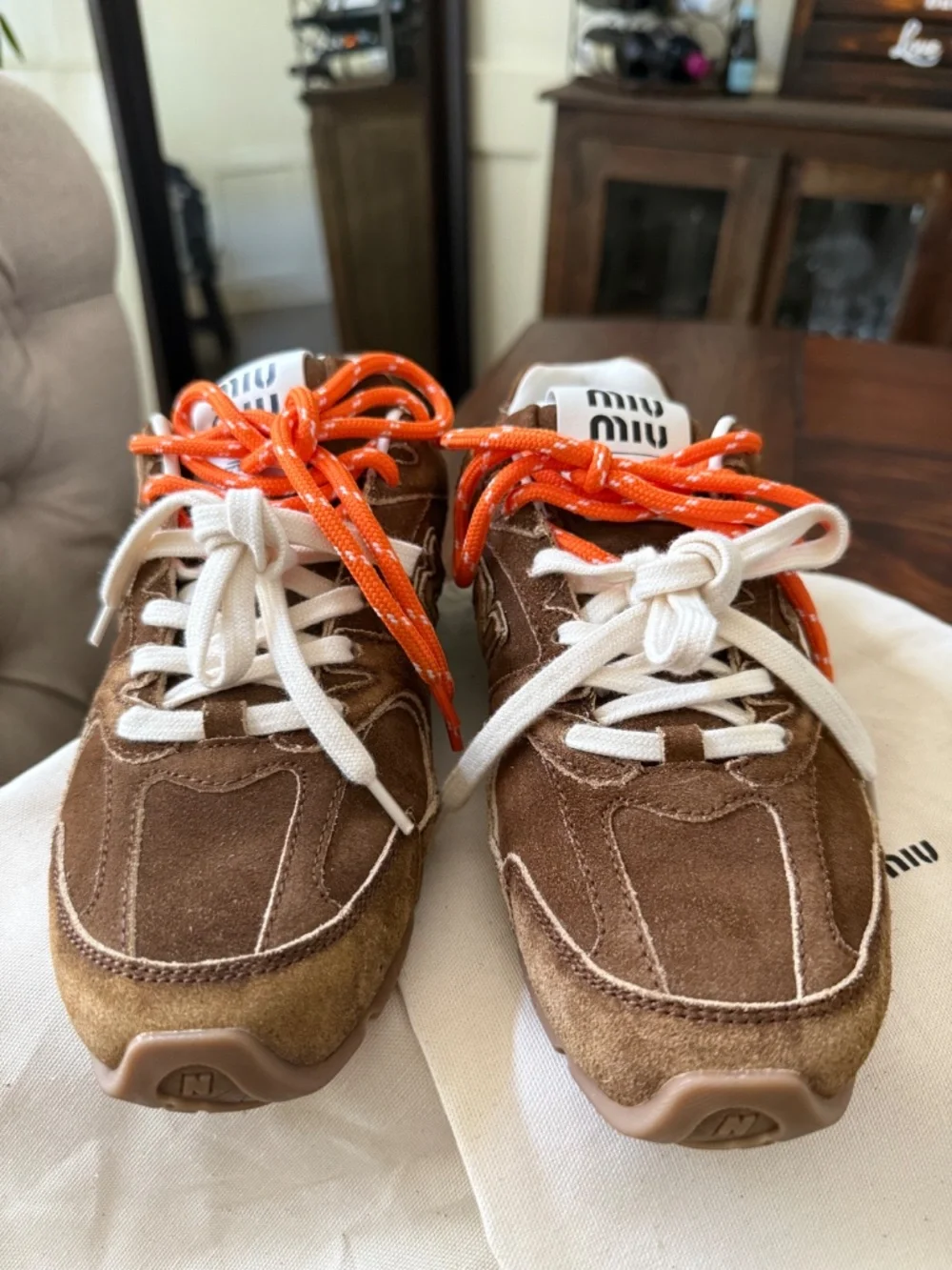 Miu Miu x New Balance Collaboration SL Suede Sneakers in Canella
